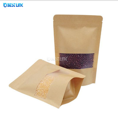 Бумажные мешки Kraft фольги мешка кофе пакуя стоя с ясным окном для еды